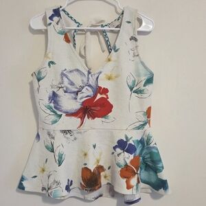 Anthropologie 9- H15 STCL Flynn Textured Floral Peplum Top